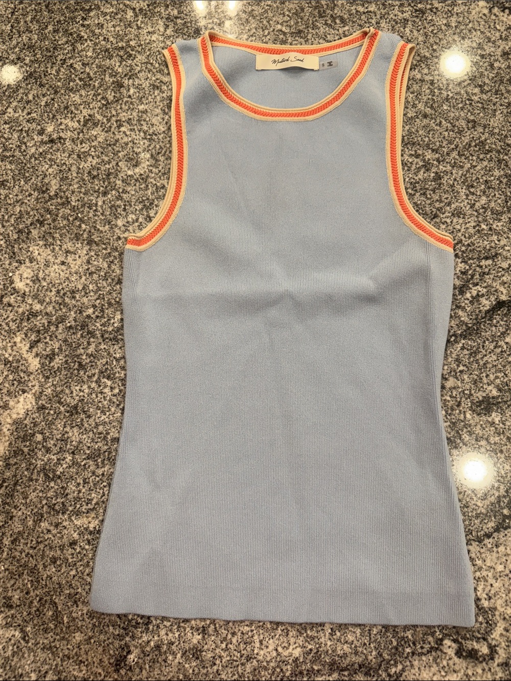 Mustard Seed Sky Blue Tank with Orange Trim